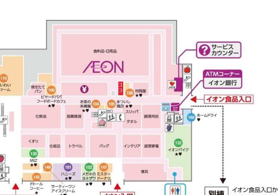 1F 食品売り場横区画の図面・フロアマップ