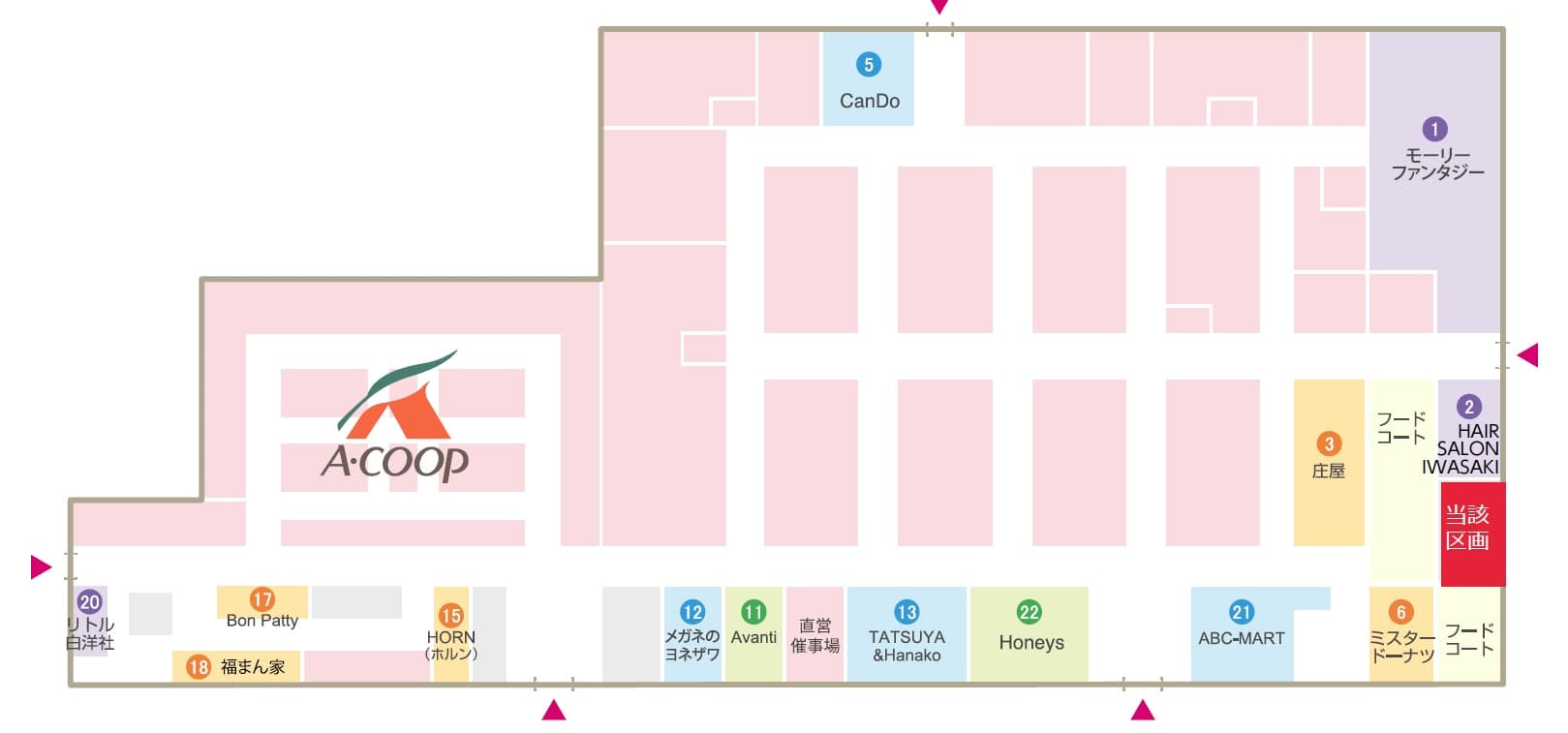 1F 飲食区画 庄屋向い区画の図面・フロアマップ
